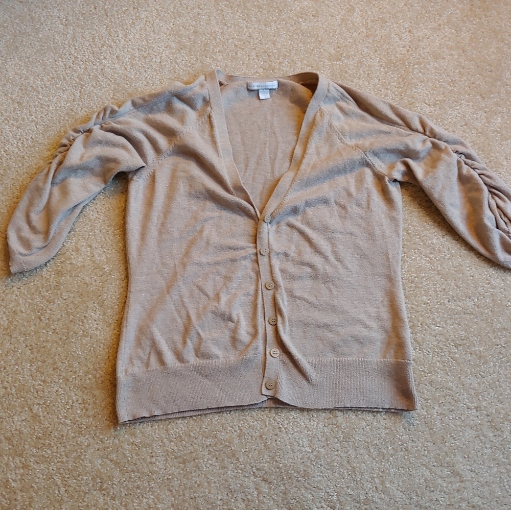 New York&co cream and tan 3/4 sleeve cardigan